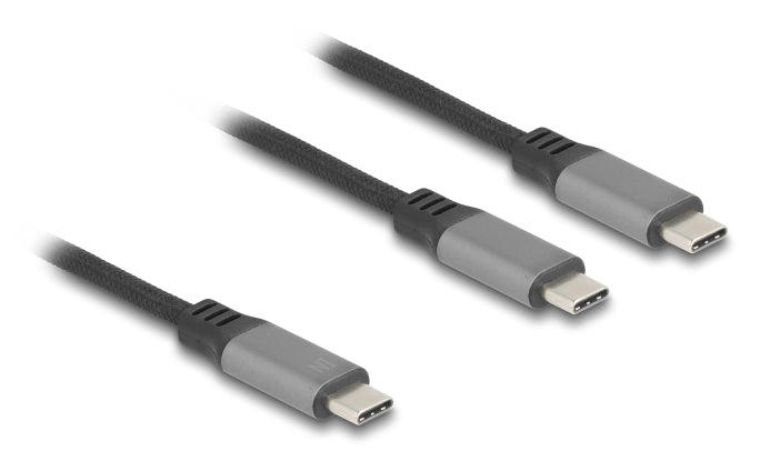 DeLOCK USB-C auf 2× USB-C Kabel – USB 2.0 (480 Mbit/s) – 1,2 m – PD 100 W – Y-Kabel – Schwarz/Grau