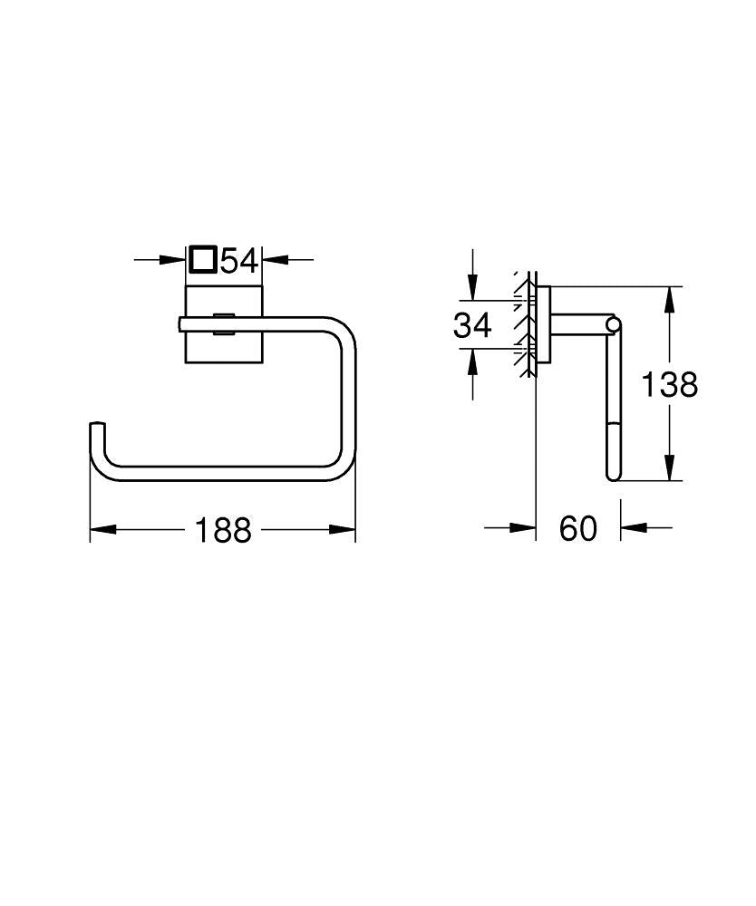 GROHE Handtuchhalter Start Cube – 18,8×6×13,8 cm, Metall, Schwarz matt, Wandmontiert, 5 kg