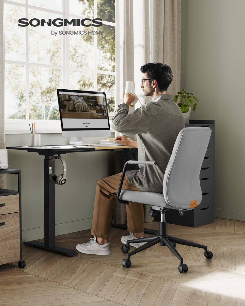 Songmics Bürostuhl – 150 kg, PU-Leder Bezug, Grau