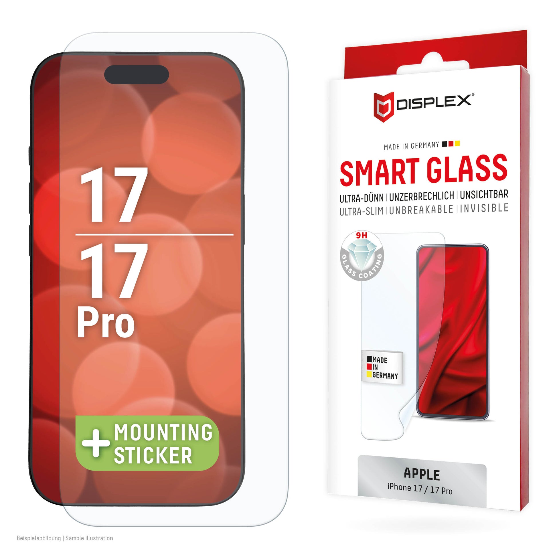 E.V.I. Displayschutz (Panzerglas), 9H – für iPhone 17/17 Pro