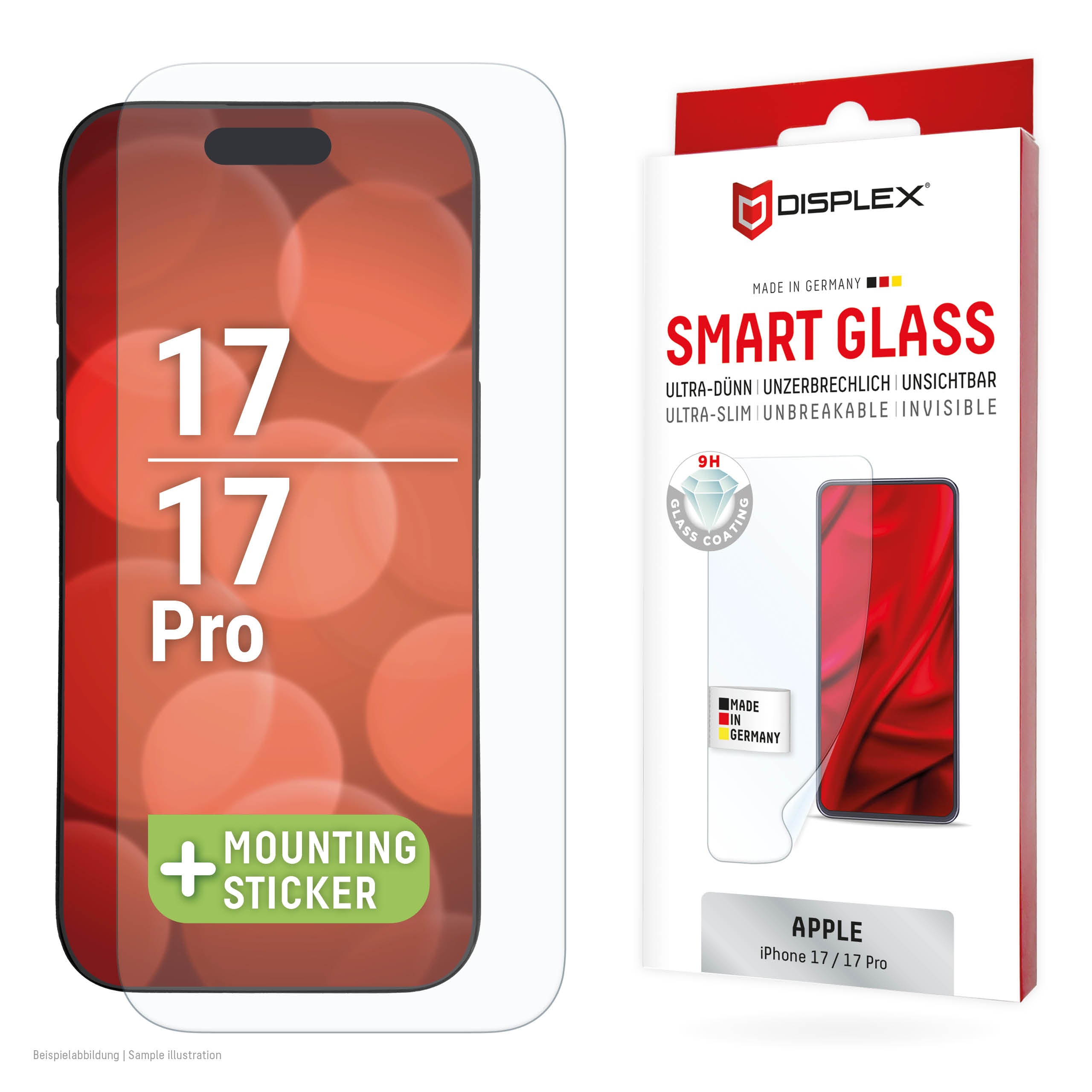 E.V.I. Displayschutz (Panzerglas), 9H – für iPhone 17/17 Pro