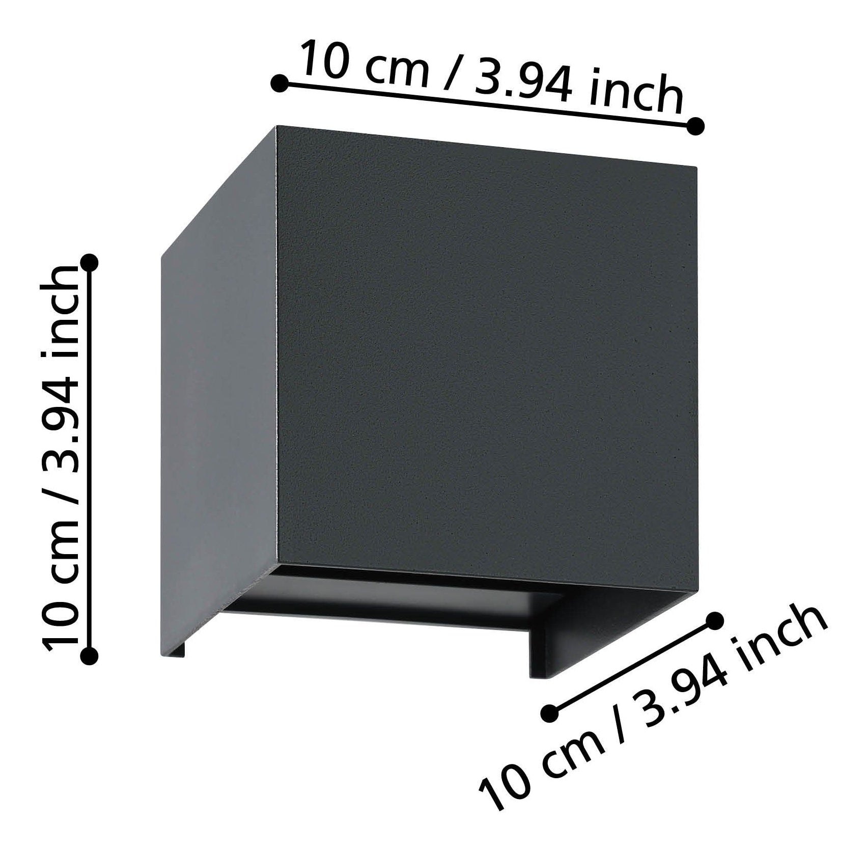 EGLO LED Wand-/Deckenleuchte VALMONTONE – 10 × 10 cm, 400 lm, 2 W, 3000 K, schwarz/transparent