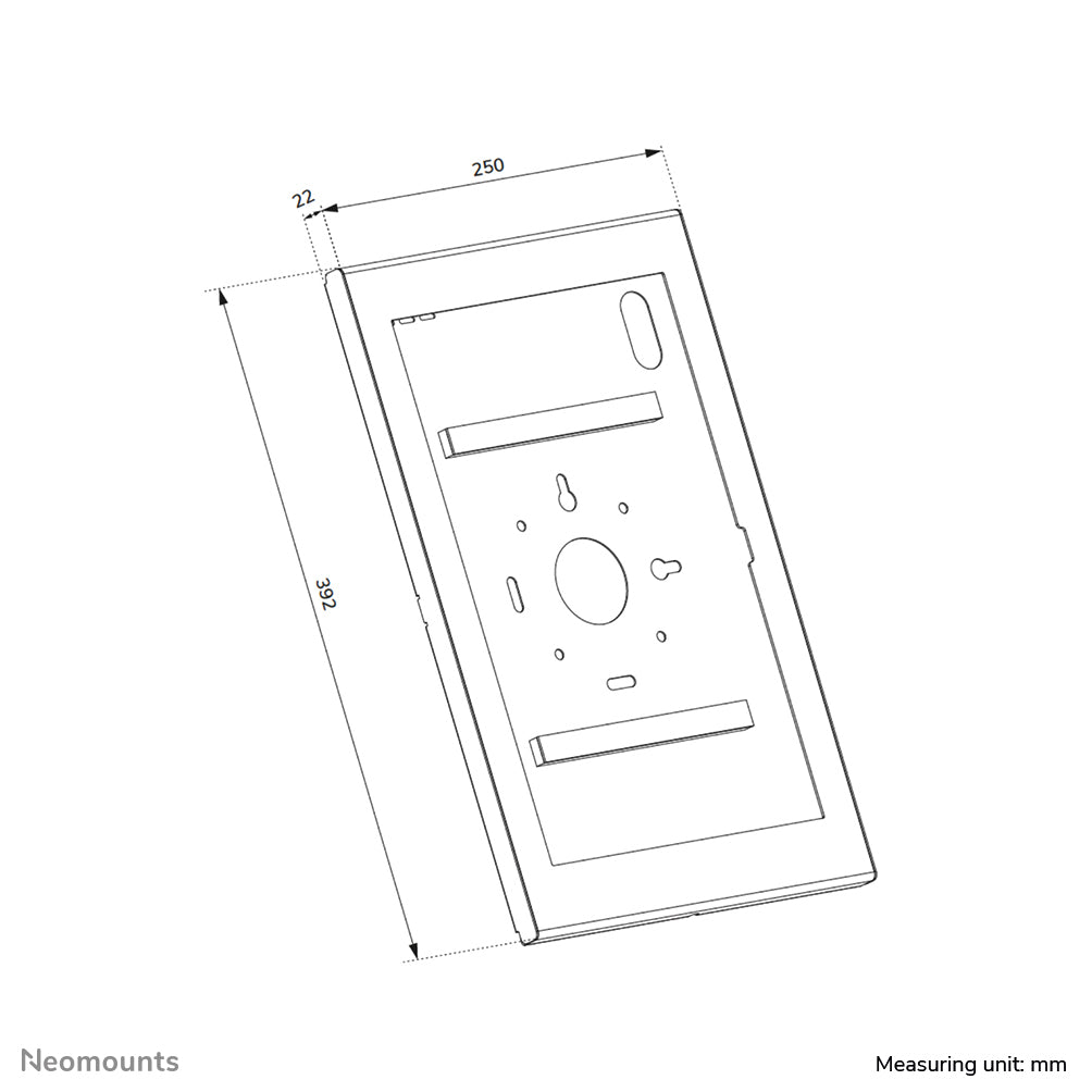 Neomounts Tablet-Wandhalterung – für bis zu 14,6", abschliessbar, VESA 75×75 – Schwarz