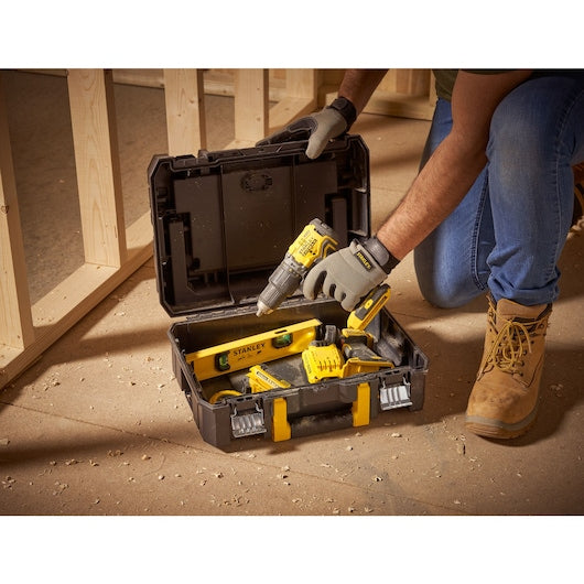 Stanley Werkzeugkasten TSTAK I, 349 × 442 × 184 mm, 14 l, Metall, Kunststoff, schwarz, mit Tragegriff