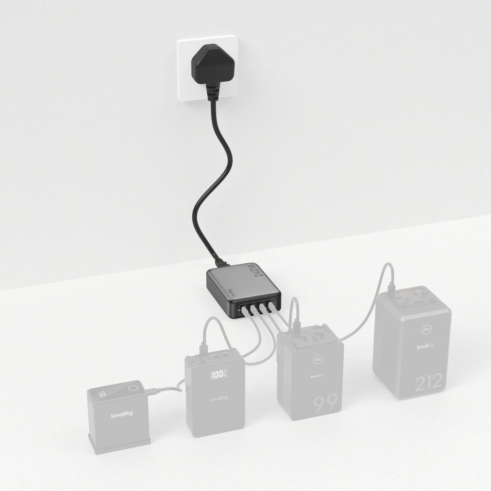 SmallRig 4752 USB-Desktop-Ladegerät 240 W – USB-C×4 – PD 3.1, EU-Stecker (Typ C) – Grau