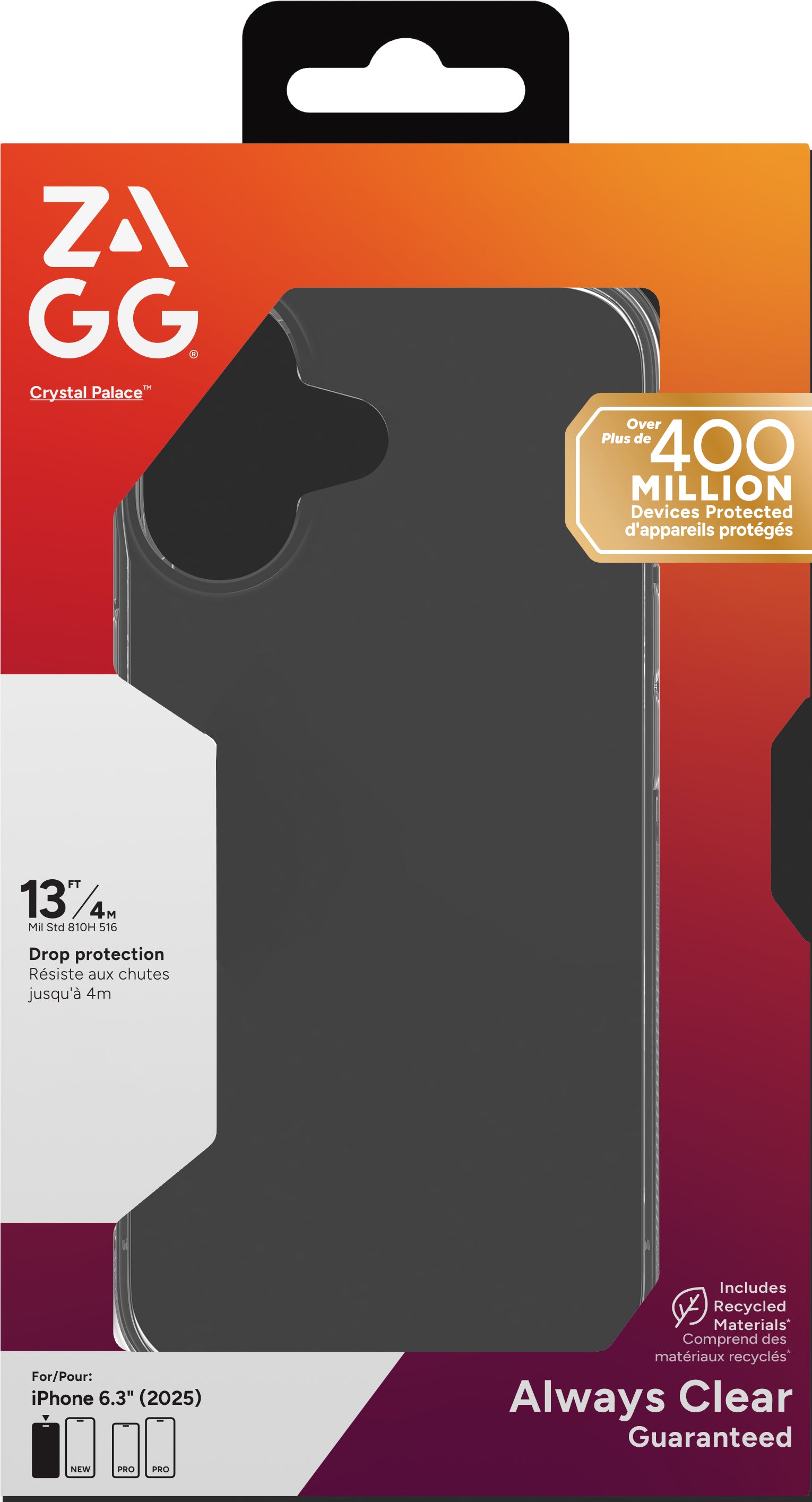 ZAGG Crystal Palace – Backcover – für Apple iPhone 17, Graphen, Transparent, bis 4 m Sturzsicher