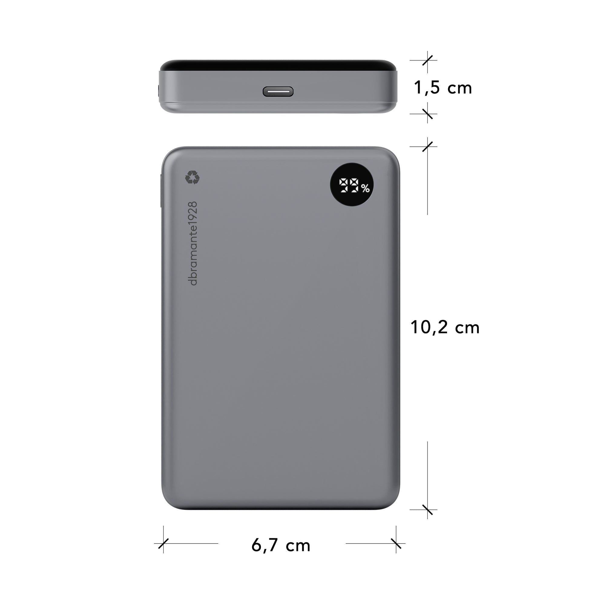 dbramante1928 Wireless Powerbank 10'000 mAh – Wireless 15 W, grau
