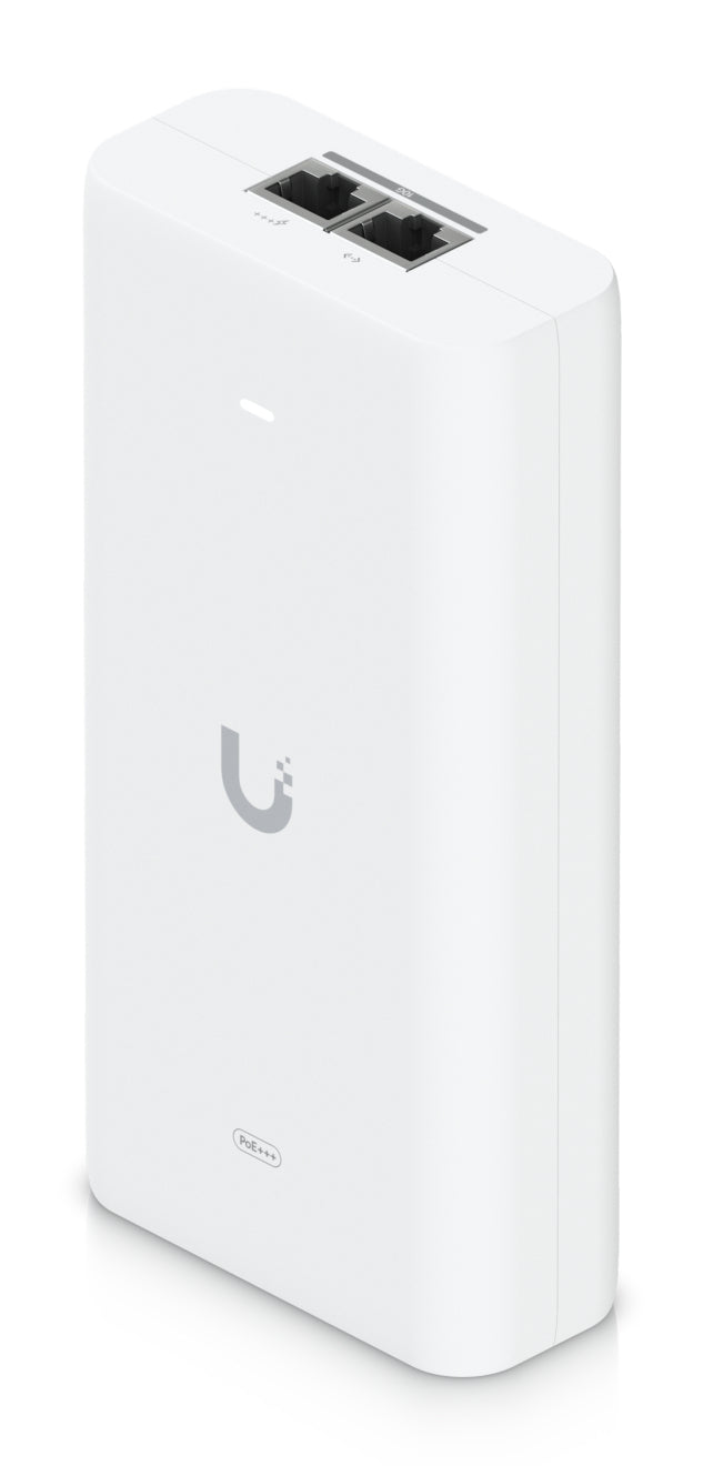 Ubiquiti PoE Injector – 10 Gbit/s, PoE+++, 90 W, 2× RJ-45 – Wandmontage, Überspannungsschutz – Weiss
