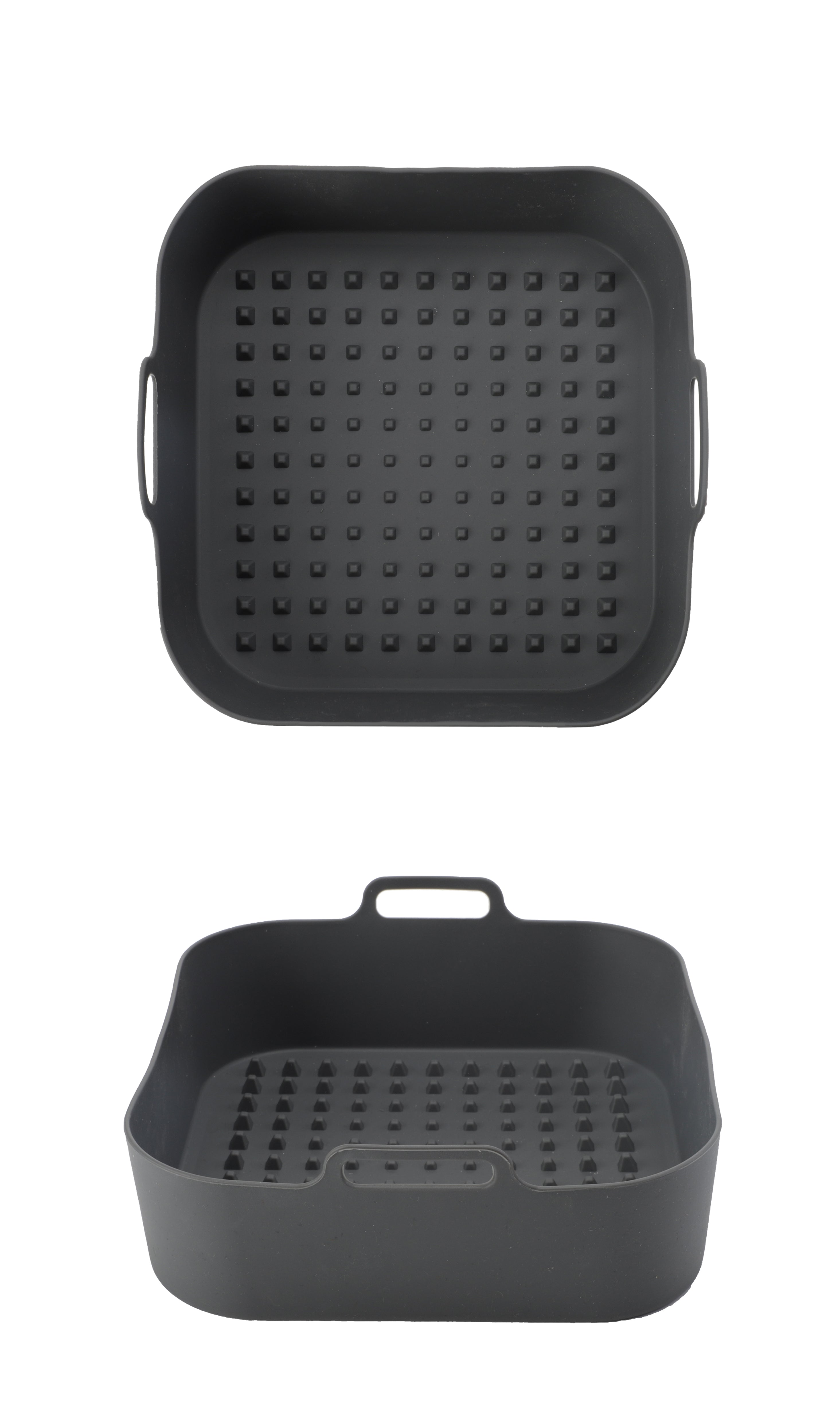 Nordic Quality Silikonform 8272003 für Heissluftfritteusen – 20 × 20 × 6 cm, Silikon, Schwarz