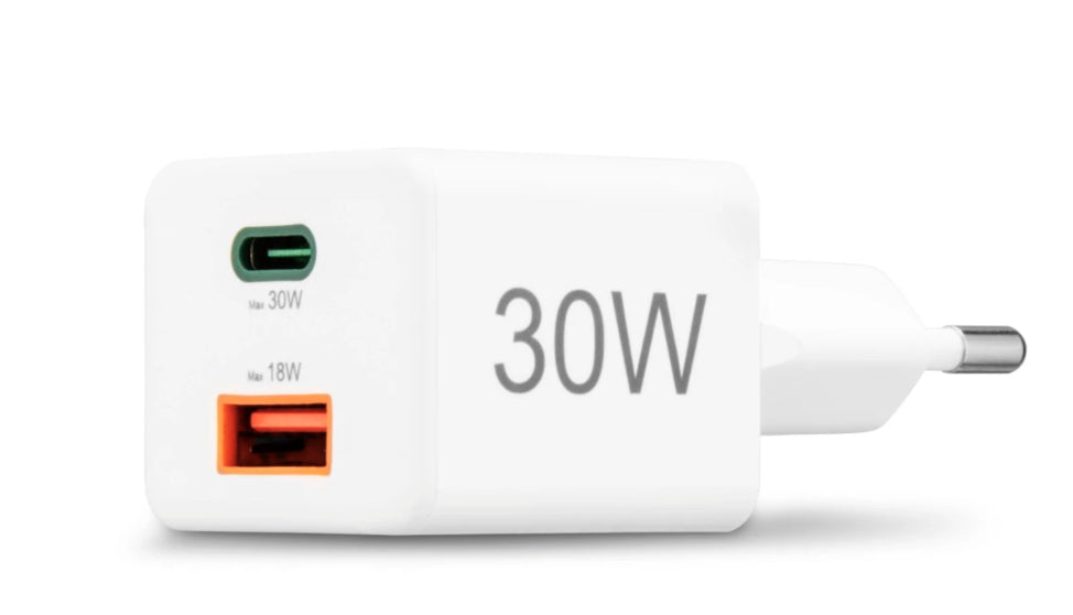 Hama 00201992 USB-Ladegerät 30 W – USB-C×1, USB-A×1 – PD 3.0, QC 3.0 – Weiss