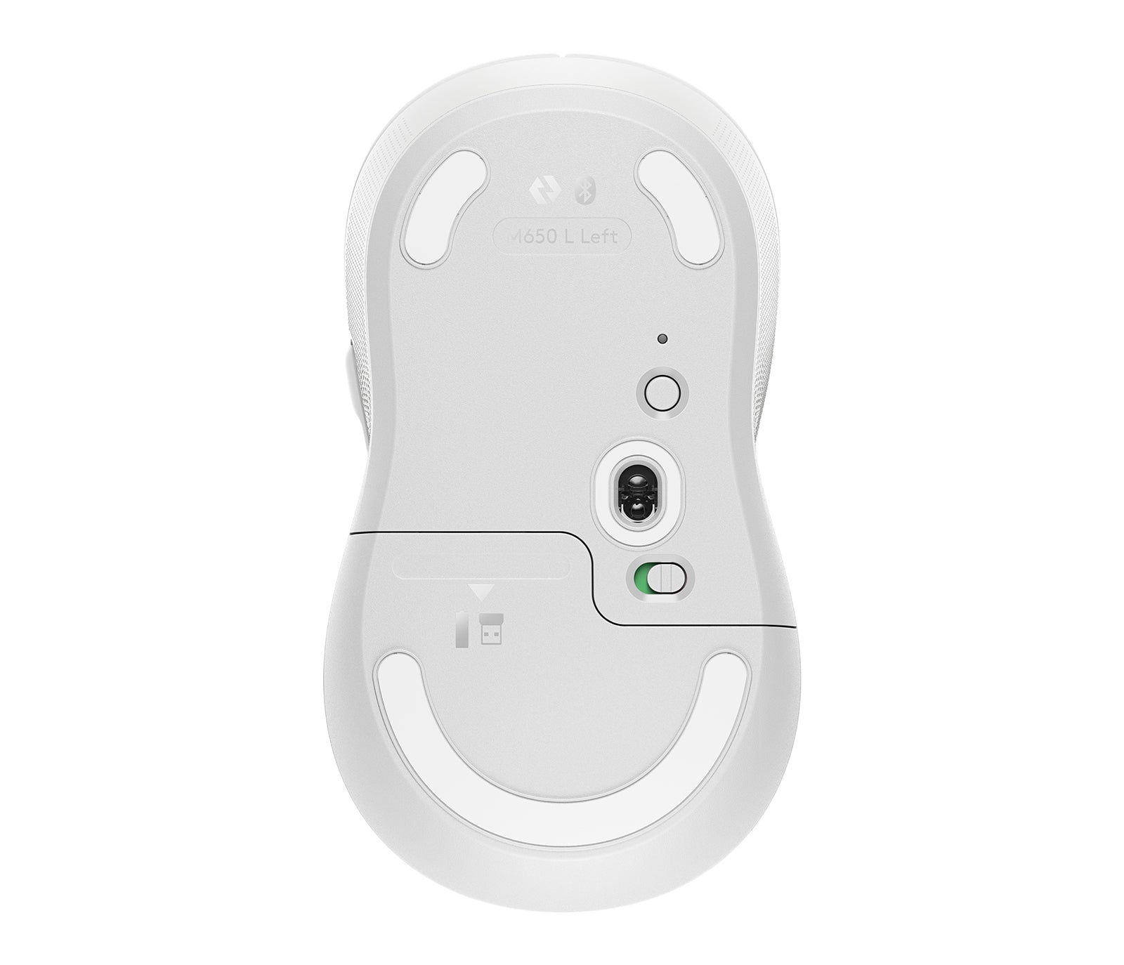 Logitech M650 L Maus – kabellos, für Linkshänder, für Handflächen L, weiss