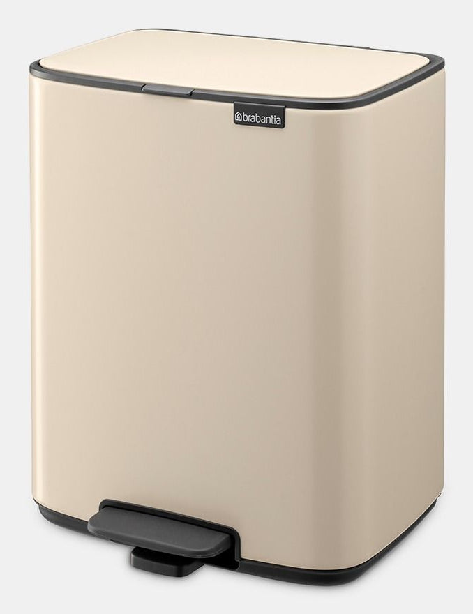 Brabantia Papierkorb Bo – 12 l – Stahl, beige – B × H × T 292 × 369 × 263 mm