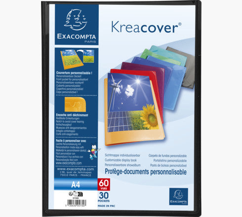 Exacompta Sichtbuch Kreacover A4, 30 Hüllen, PP, assortiert – 12 Stück