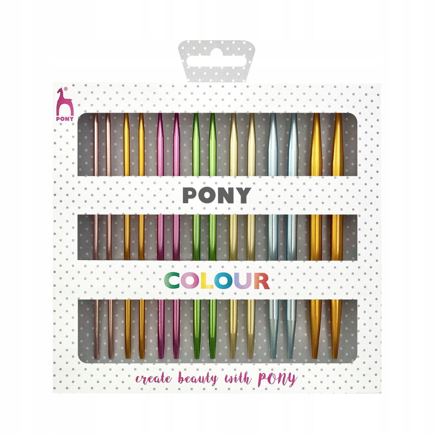 Pony 48421 Häkelnadel-Set Gemischte Farben – 3–7 mm, 14 Stk., Aluminium