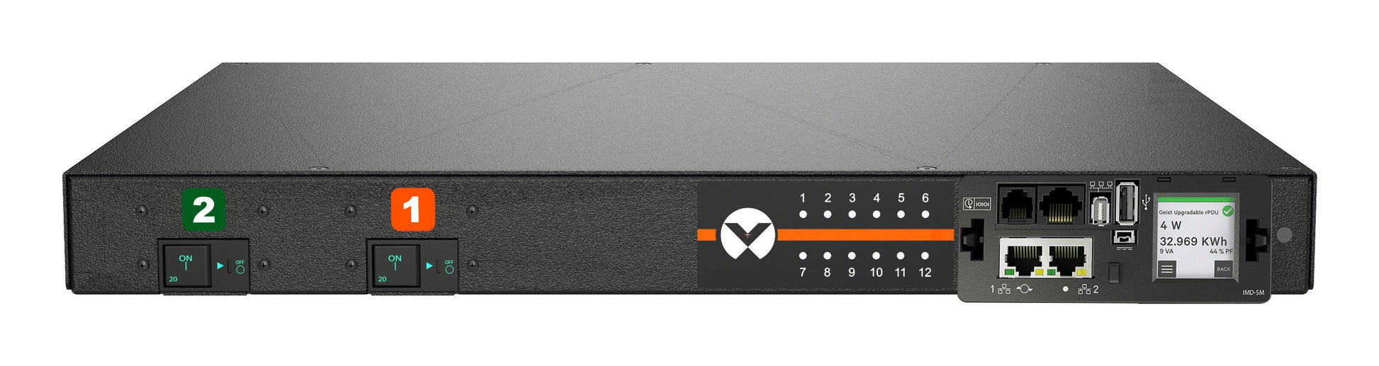 Vertiv VP5G31A0 Rack-PDU überwacht 7,3 kW (230 V, 32 A) – 1U – C13/C19×12 – Schwarz