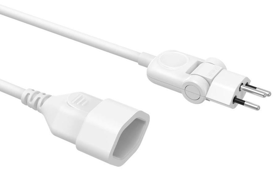 M. Schönenberger Verlängerungskabel, T12–T13, 1 m, IP20, 1 mm², Drehwinkelstecker – Weiss