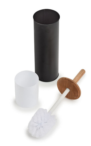Zeller Present WC-Bürstenset – Metall, Bambus, Schwarz, H 38,4 cm, Ø 10 cm