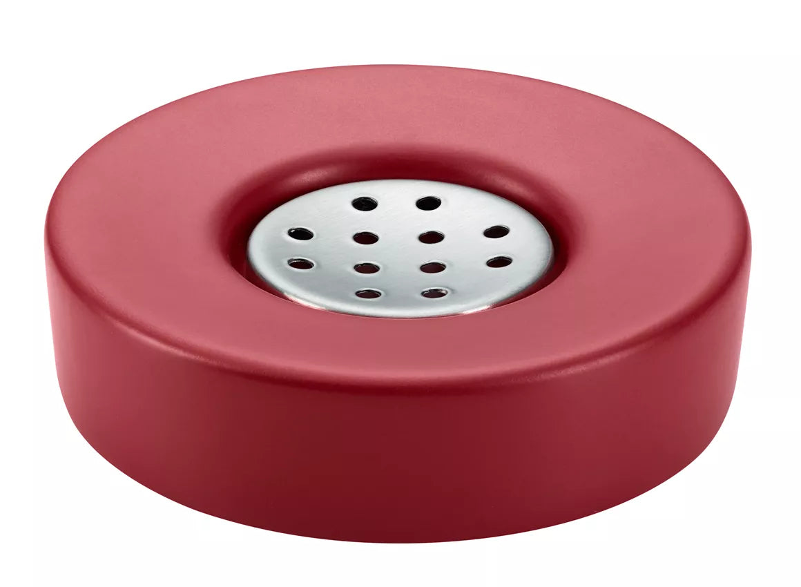 Diaqua Seifenschale Zylo – Keramik/Metall, Ø11,5×3 cm, Rot