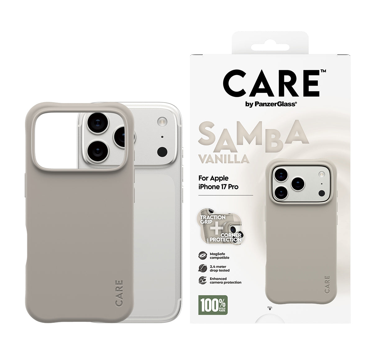 PanzerGlass Backcover Samba – für Apple iPhone 17 Pro – Beige – TPU – MagSafe-kompatibel