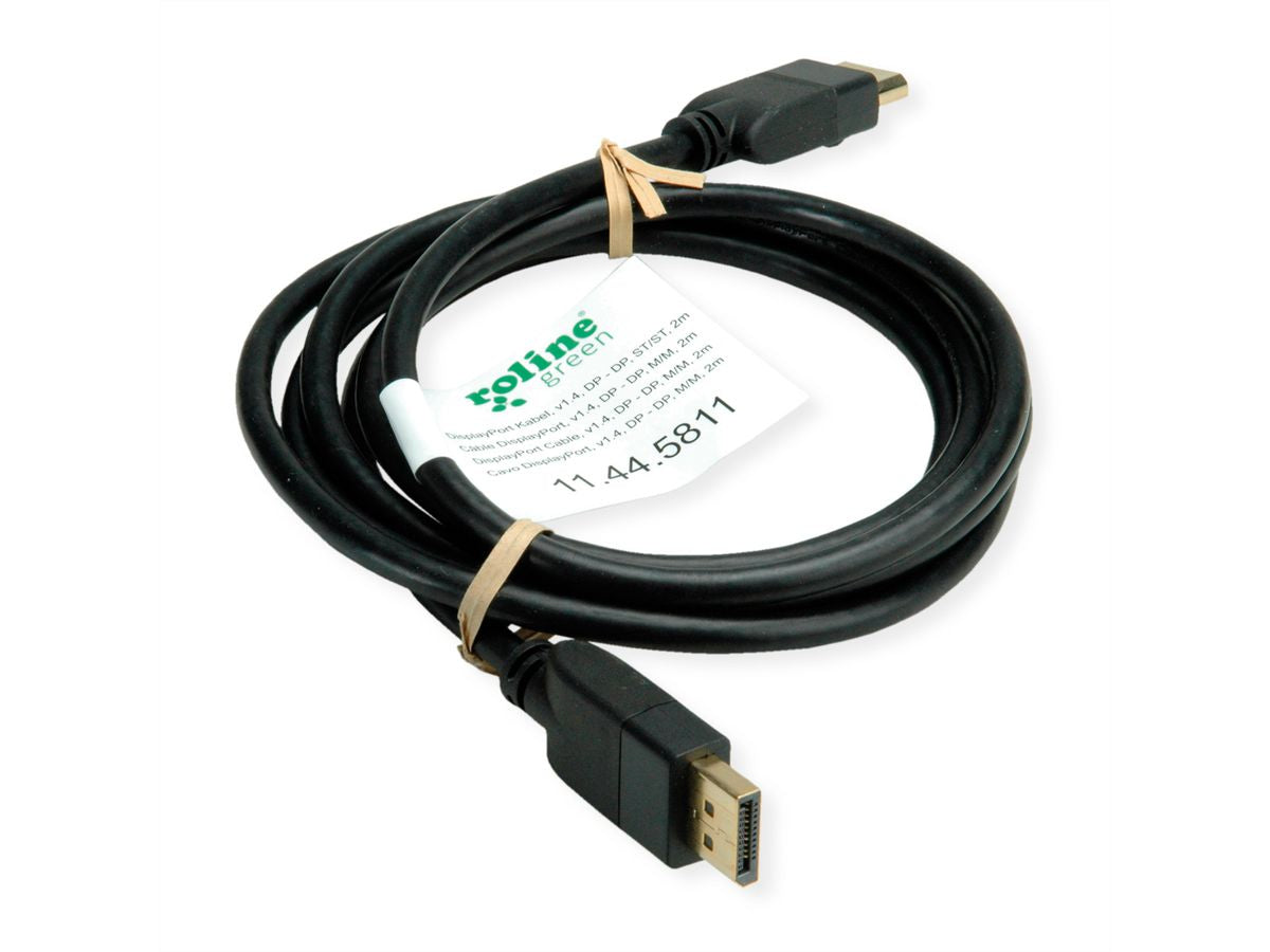 ROLINE GREEN DisplayPort Kabel DP 1.4 8K 60 Hz – 5 m – für Monitore, Notebooks und PCs