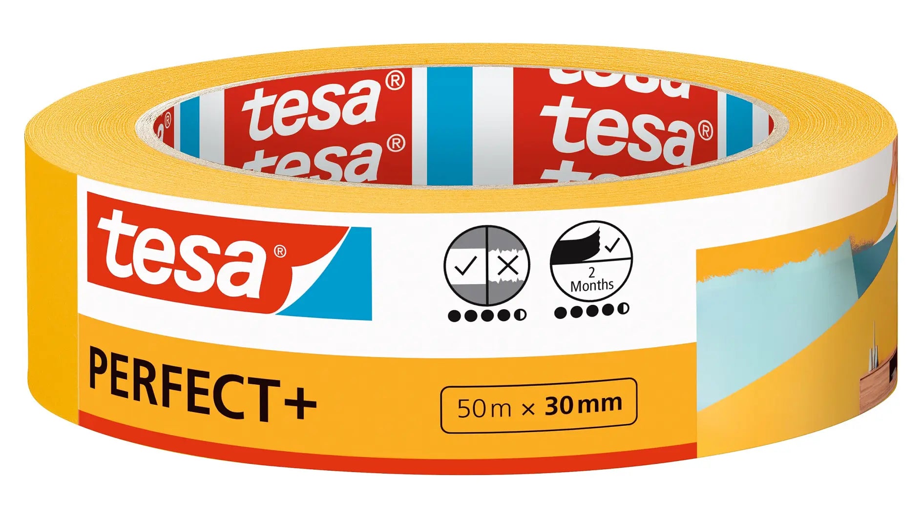 TESA Malerband Perfect+ – 30 mm × 50 m, innen