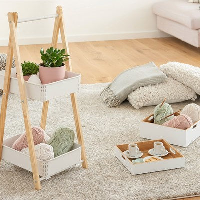 Zeller Present Aufbewahrungsbox – Bambus – Weiss – mit Griff – 300 × 105 × 270 mm