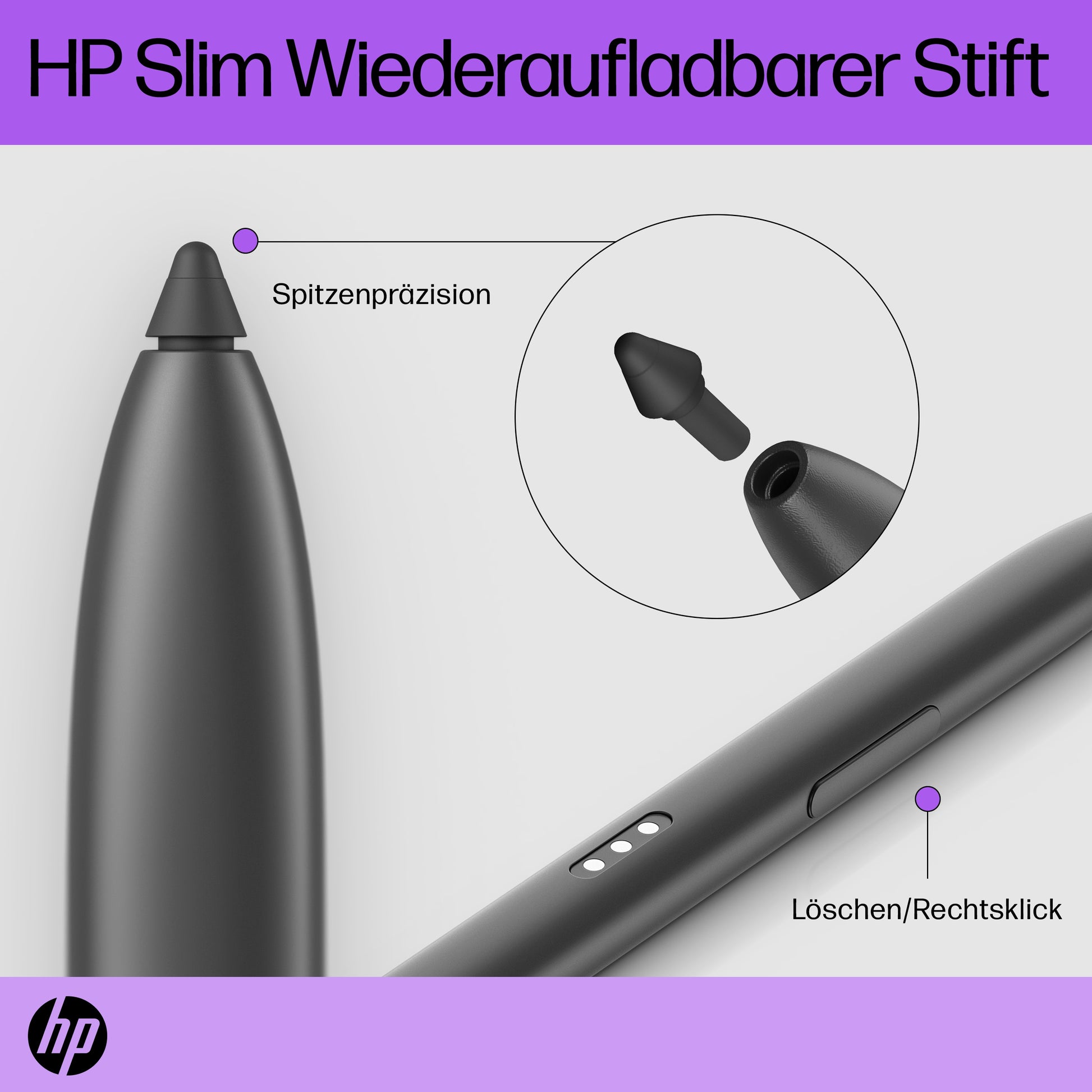 HP Eingabestift für HP – Wiederaufladbar – Schwarz