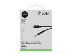 Belkin Audio-Adapterkabel Lightning (Stecker) auf 3,5 mm Klinke (Stecker) – 0,9 m, schwarz