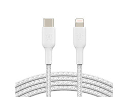 Belkin USB-C auf Lightning Kabel, 2 m, Weiss, geflochten (Nylon)