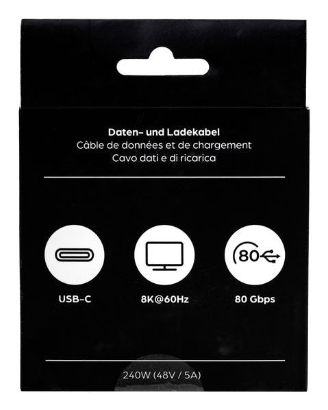 ONIT USB-C auf USB-C Kabel – USB4 80 Gbit/s – 1 m – PD 240 W – Textilmantel – Schwarz
