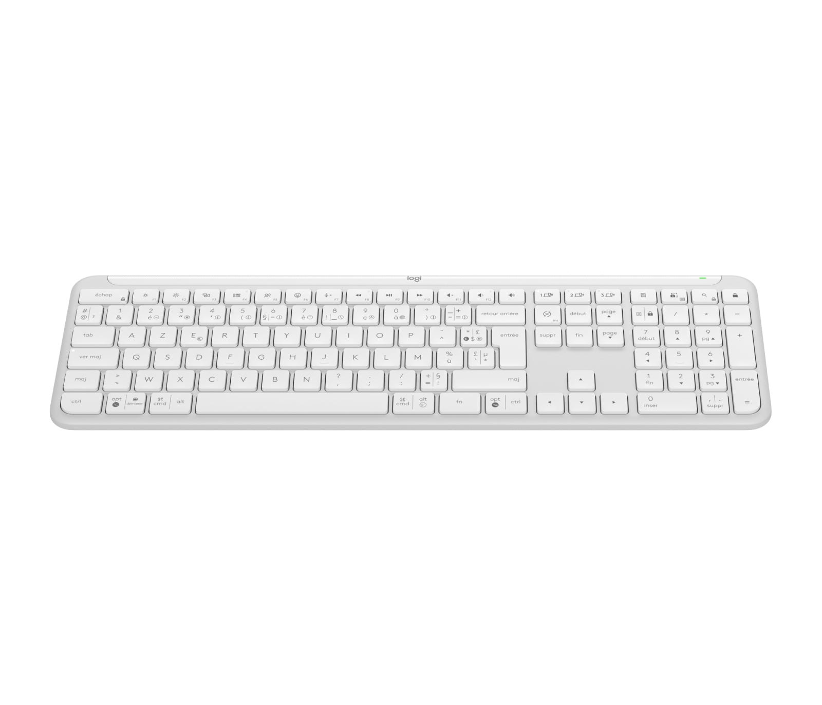 Logitech K950 Signature Slim – Tastatur, kabellos (Bluetooth), FR-Layout (FR), Weiss