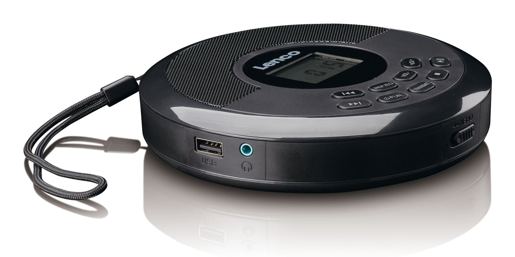 Lenco CD-340BK – Portabler CD-Player, Bluetooth, 5 h Akku – Schwarz