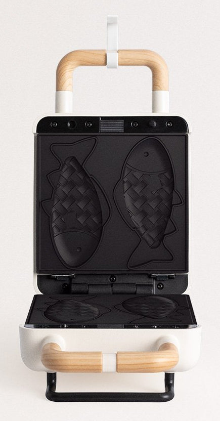 CREATE Ersatzteller Stone 2-in-1 Fisch – für 2in1 Compact Waffeleisen, 2 Stk., Teflonbeschichtet, Schwarz