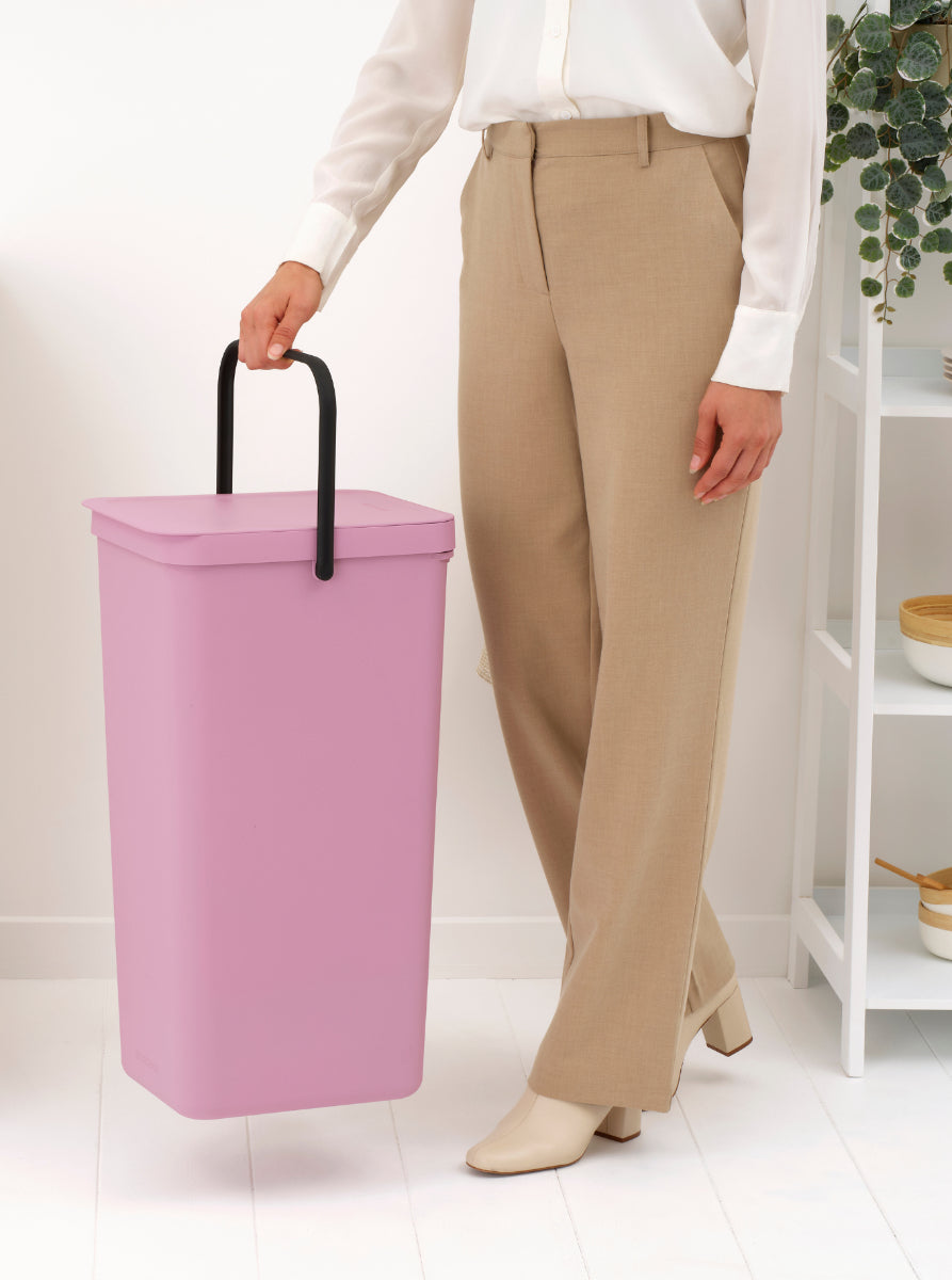 Brabantia Recyclingbox Sort & Go – 40 l – Kunststoff, rechteckig – rosa
