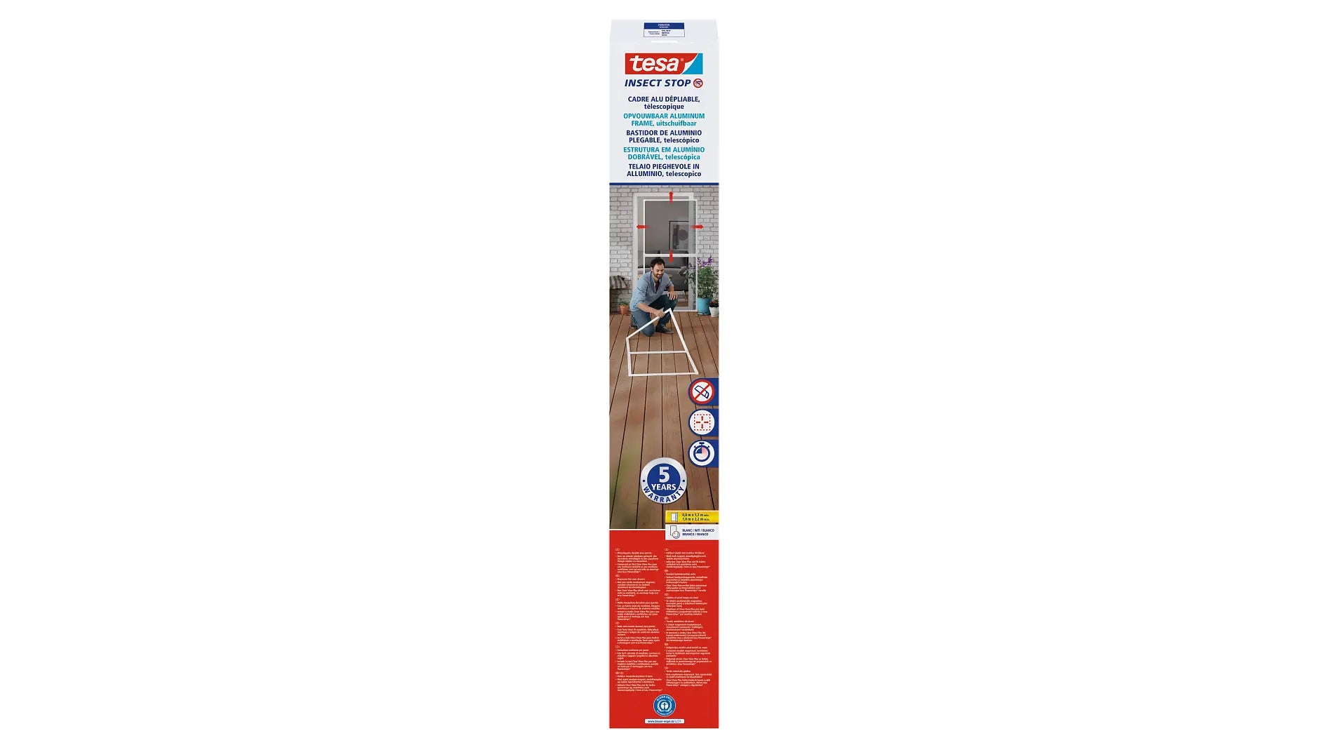 TESA Fliegengitter Tür – 170 × 220 cm – Schwarz – Aluminium-Rahmen, faltbar – für Türen