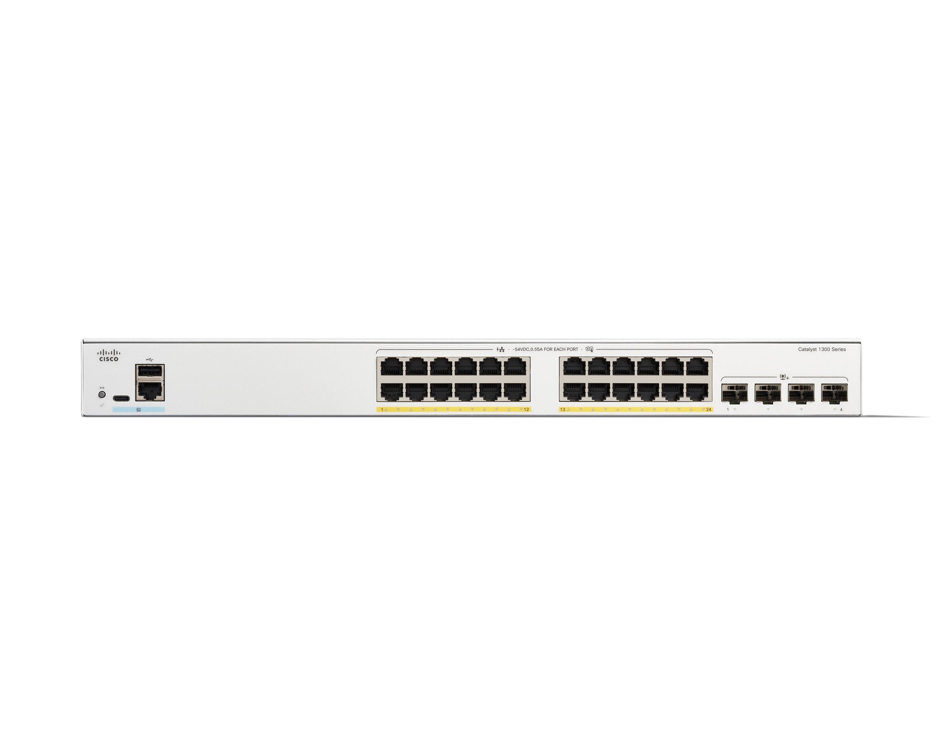 Cisco Catalyst 1300 – Managed Switch – 24×GbE, 4×SFP+, L2+/L3, PoE+ 195 W, 1U