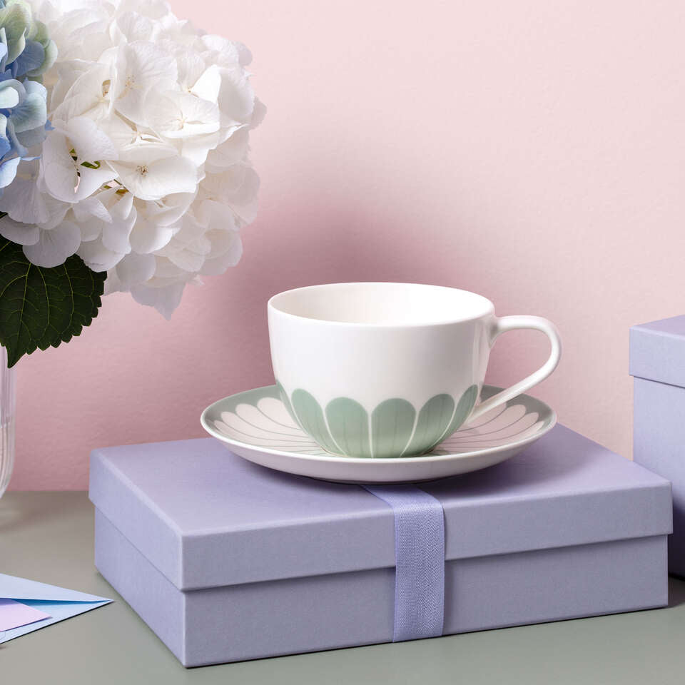 Villeroy & Boch Cappuccinotasse – 300 ml, H 7,1 cm, Porzellan, Hellgrün, spülmaschinenfest