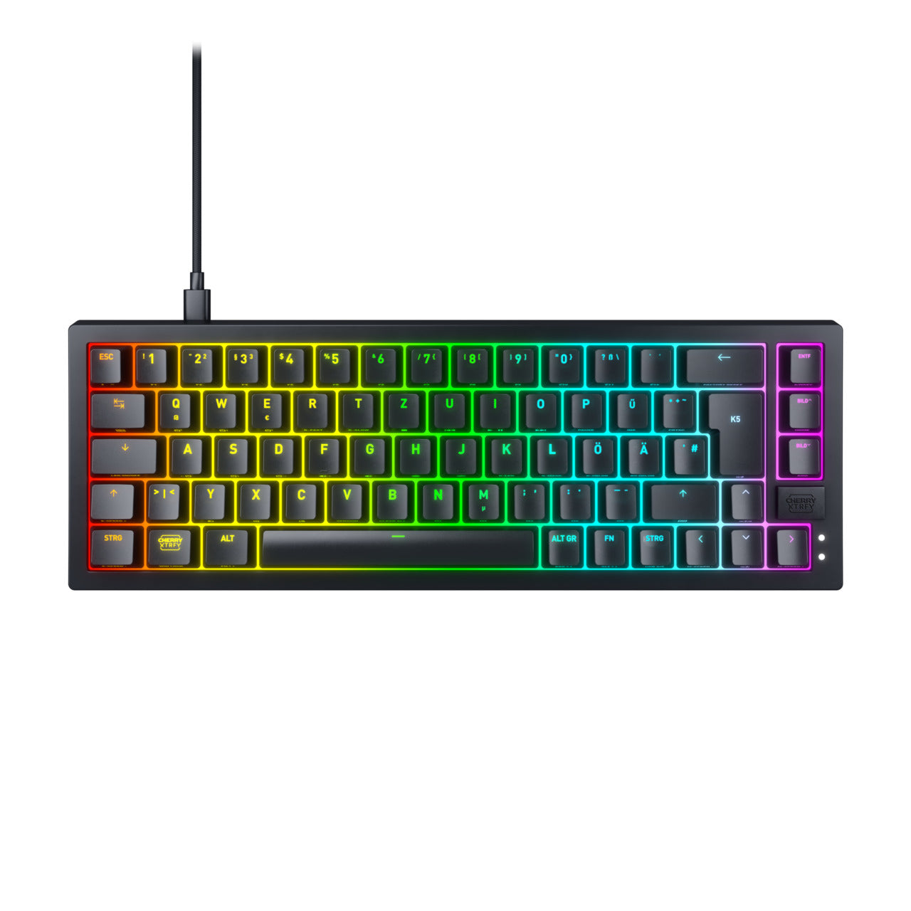 CHERRY K5V2 – Tastatur 65% – Mechanisch, MX Red, RGB – Kabelgebunden, USB – QWERTZ (DE) – Schwarz