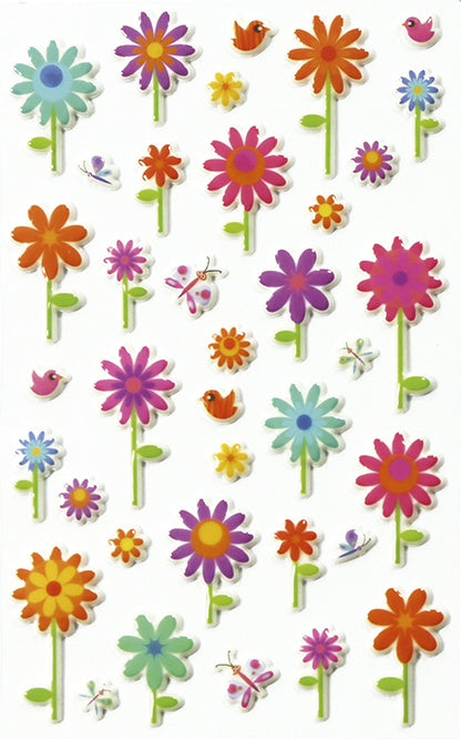 Clairefontaine Sticker, Blumen, Mehrfarbig, 1 Bogen, 7,5 × 12 cm