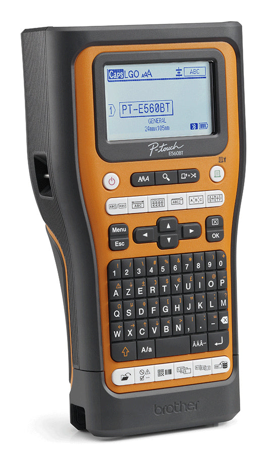 Brother E560BTVP – Beschriftungsgerät für TZe-Bänder 3,5–24 mm, USB, Bluetooth, Auto-Cutter