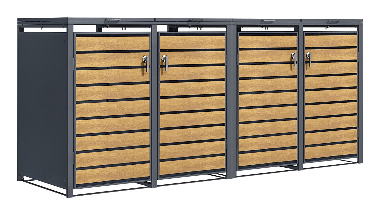 Phoenix Safe Co. Müllcontainer GB4426AWK – Stahl, rechteckig – Anthrazit/Holzoptik – Soft-Close, 4-türig