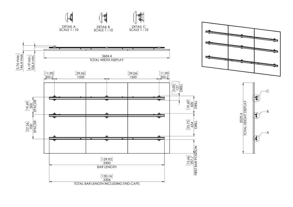 Vogel's INT 8212 – LED-Wandumrandung, Wandmontage, für LG LAEC 163, Schwarz