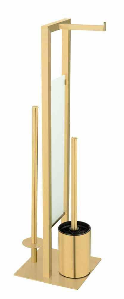 WENKO WC-Bürstenset – Edelstahl, Glas, Gold, bodenstehend, Kopf austauschbar