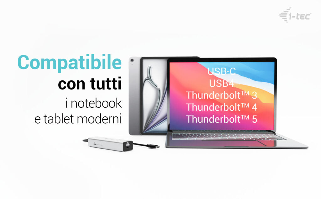 i-tec USB-Hub – USB-C, USB-C Video 8K, 85 W PD, für Windows/Mac/ChromeOS