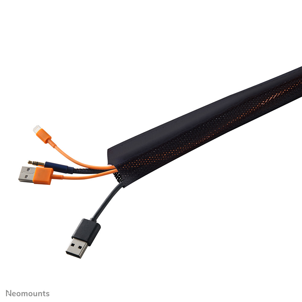 Neomounts NS-CS200BLACK – Kabelschlauch, 2 m × Ø 8,5 cm, Kunststoff, einstellbare Breite, Schwarz
