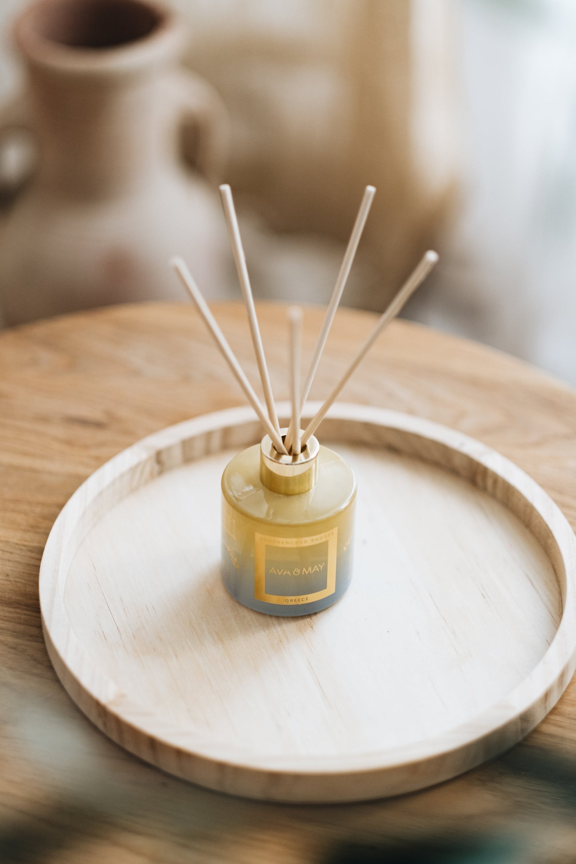AVA & MAY Duftstäbchen Sundrenched Rhodes Feige – 100 ml – Stäbchen aus Echtholz