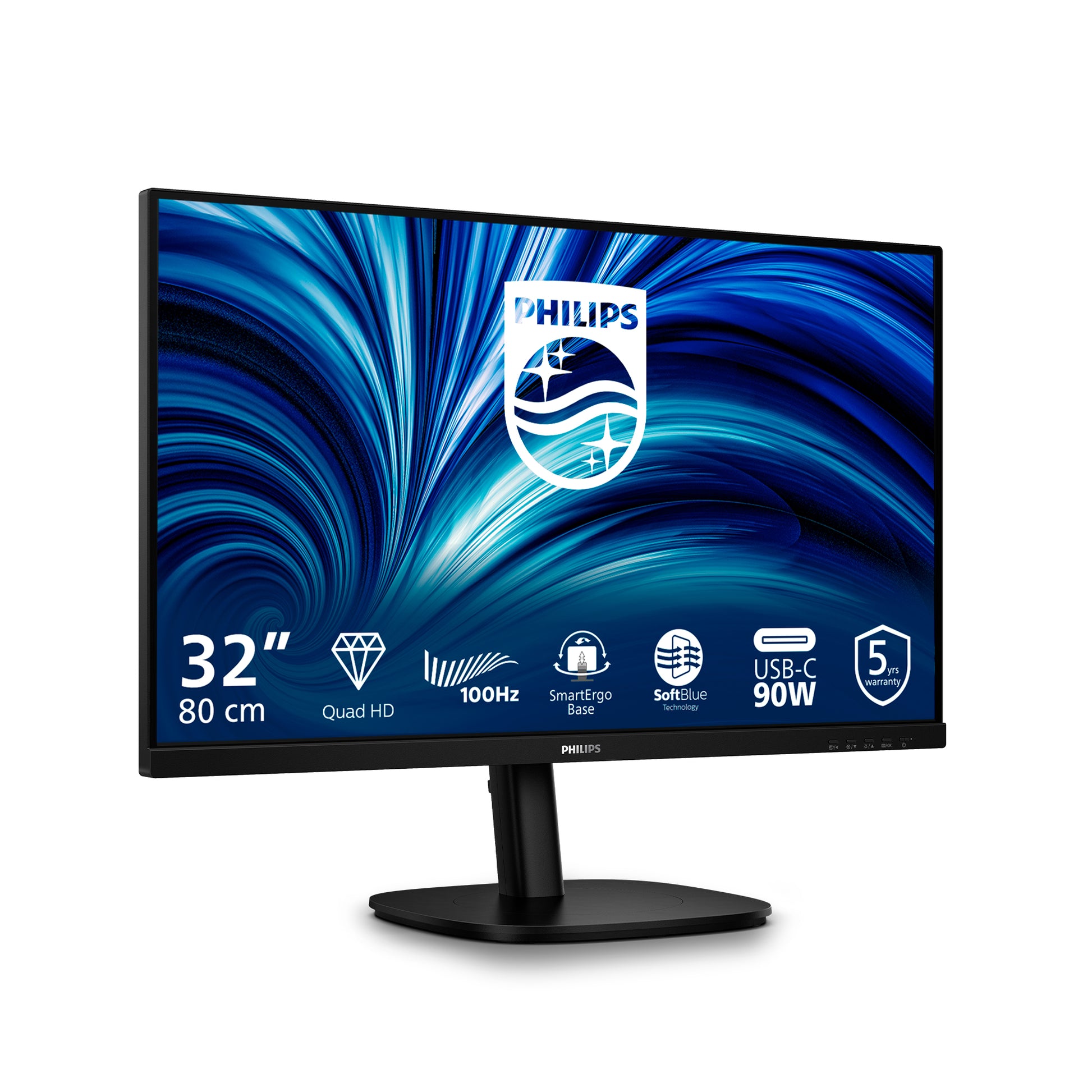 Philips 32B2U3601/00 – Monitor, 32", VESA 100 × 100, Schwarz