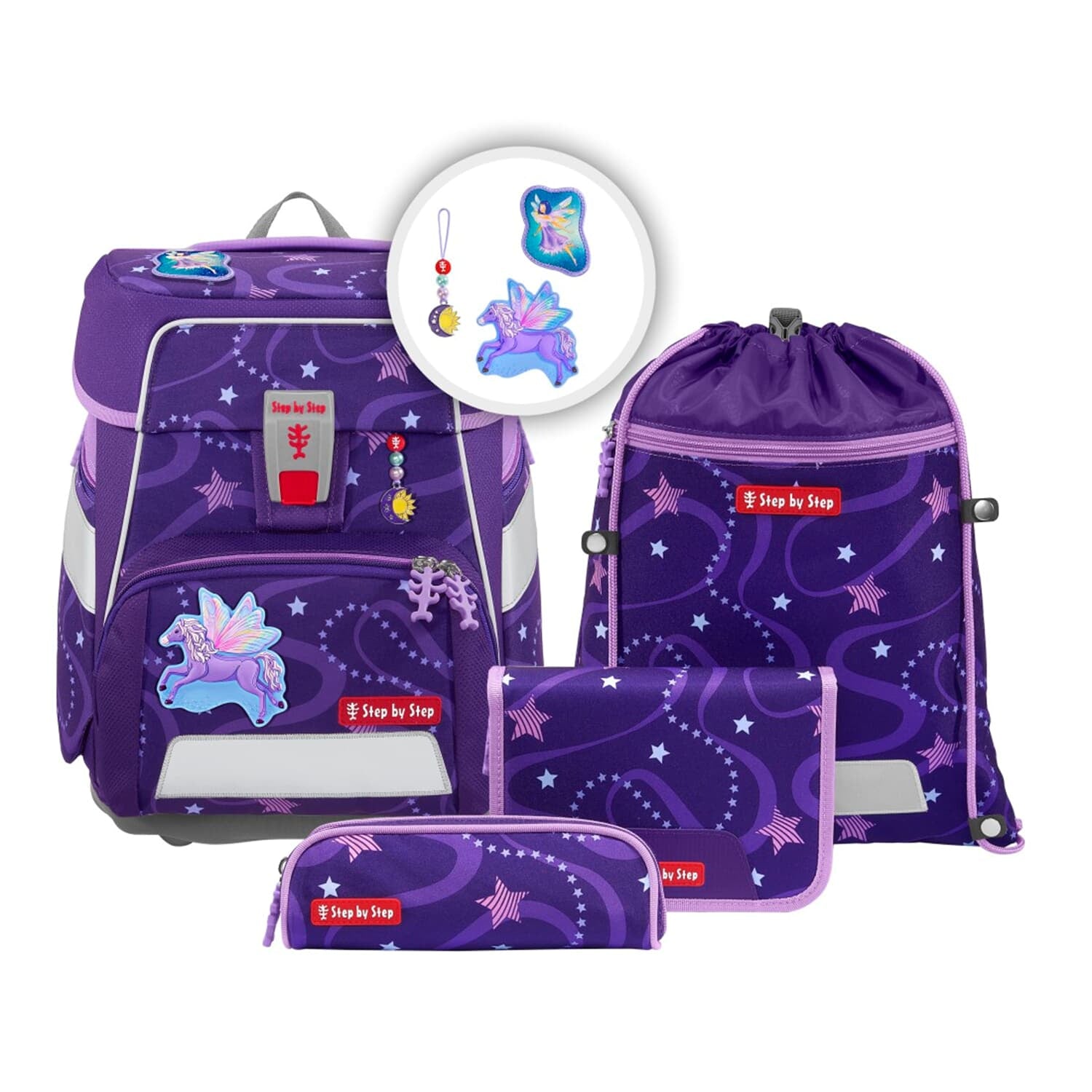 Step by Step Schulrucksack-Set Space – 5-teilig – Pegasus Emily – B 28 × H 37 × T 20 cm