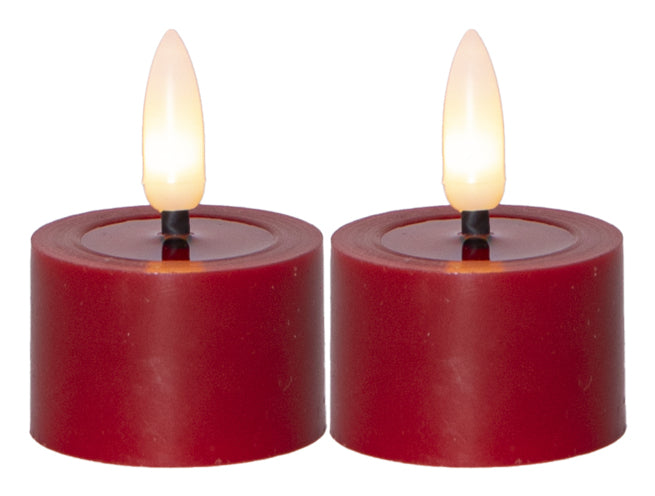 Star Trading LED-Teelicht – 2er Pack, Ø 4 × 5 cm, 0,01 W, Warmweiss, Rot, Timer
