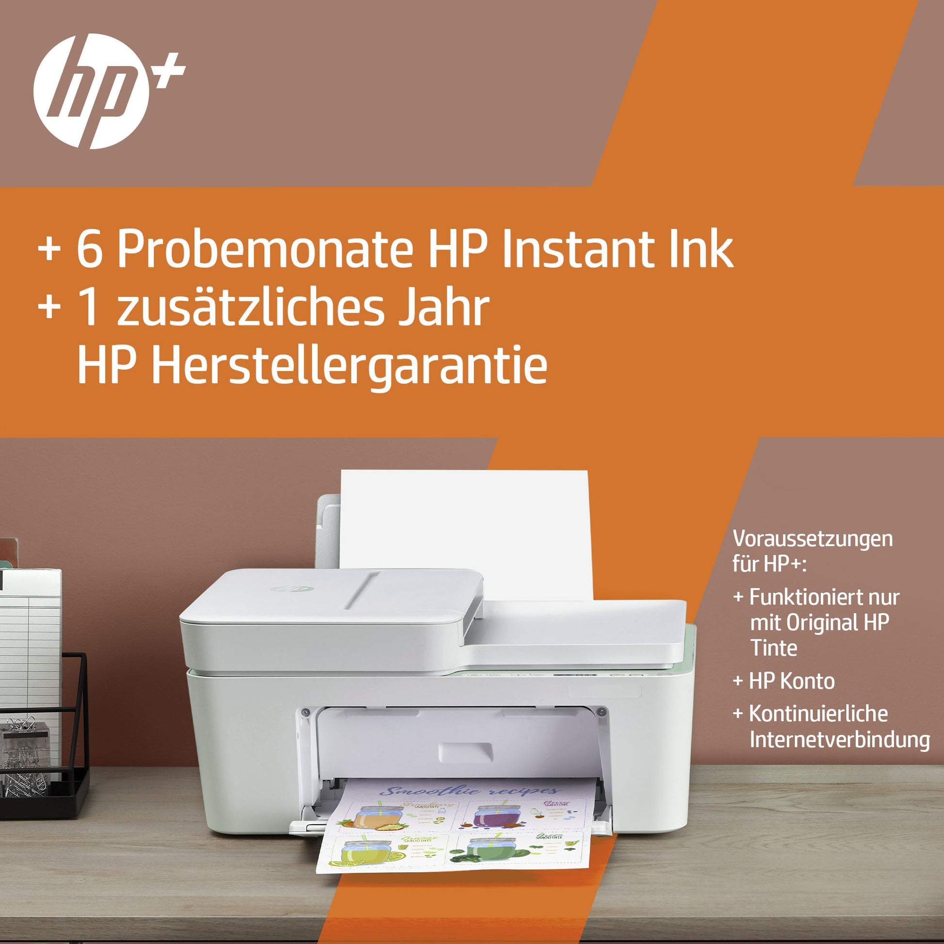 HP DeskJet 4122e – Farbtintenstrahl-Multifunktionsdrucker, A4, 4-in-1, Duplex, ADF, WLAN, AirPrint, Mopria